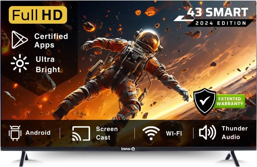InnoQ Spectra 108 cm (43 inch) Full HD LED Smart Android TV with 30W Boom Speakers | 1000+ Smart Apps - Games | Mobile Screen Connect | Pixel Enhancer  (43S-SPECTRA-V2) - Best Price ₹12990 at Flipkart