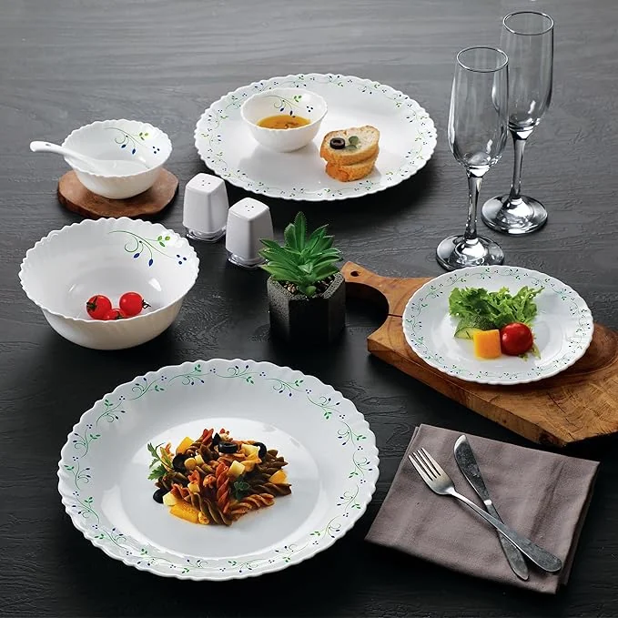 Cello Opalware Dazzle Tropical Lagoon Dinner Set, 13Pcs, White | Lightweight, Chip Resistant, Bone Ash Free Crockery | Microwave & Dishwasher Safe |Ideal for Daily Use, Servings & Gifting - Best Price ₹899 at Amazon