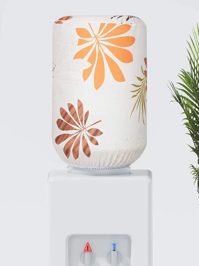 Cortina Floral Design Water Can Cover | Dispenser Bottle Protector | Polyester Material | Elastic Closure | Environmental Friendly | Digitally Printed | 45cm x 42cm x 43cm | 20 Liters |Beige 1 - Best Price ₹129 at Amazon