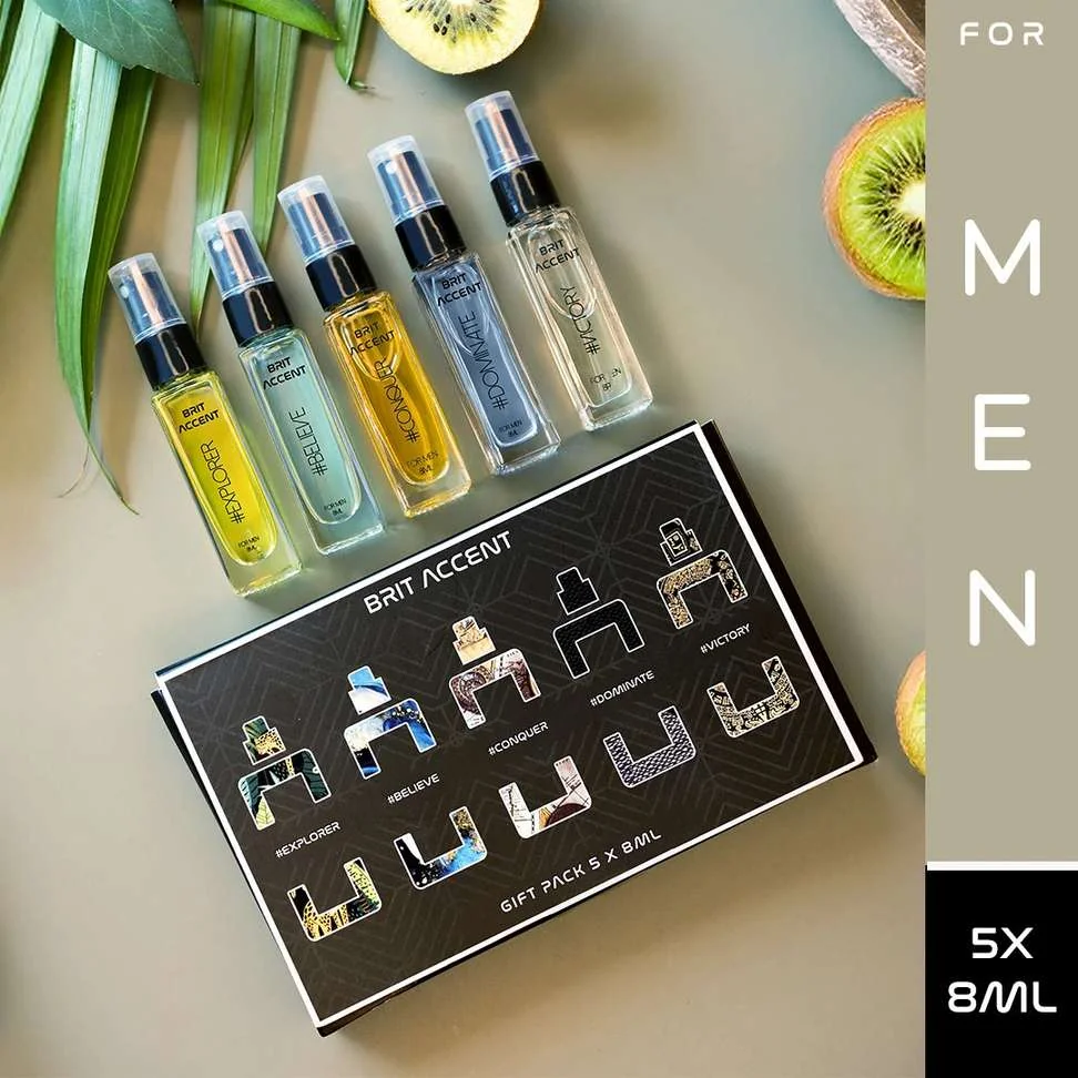 BRIT ACCENT | Perfume Gift Pack for Men | 5 x 8ml | Premium Fragrances| Eau de Toilette  -  40 ml - Best Price ₹148 at Shopsy