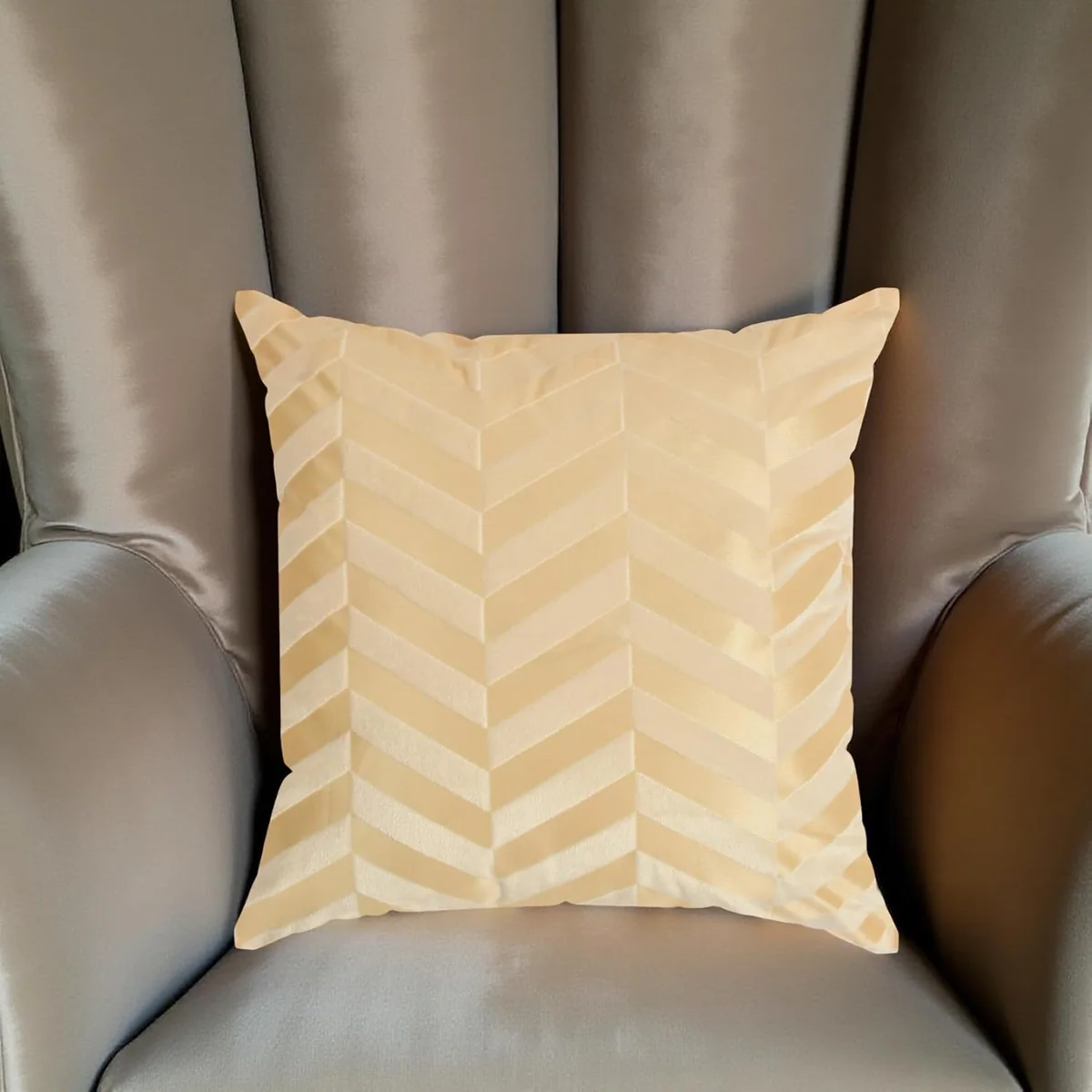 IVAZA Chevron Pettern Velvet Cushion Cover Decorative Throw Pillow Case with Zipper for Sofa, Couch, Bed, Living Room, Boho Home Decor, (12x12 inch) Butter Cream Pack of 1 - Best Price ₹99 at Amazon
