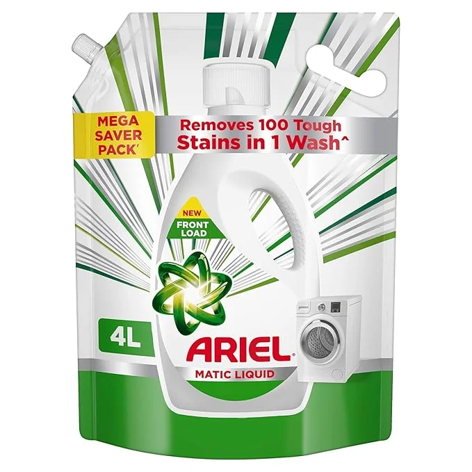 Ariel Liquid Detergent Front Load - 4L | Removes 7 day dried-in Stains in 1 wash inside Washing Machine | Now at Price of Powders | Amazing Fragrance | Protects Colours | Dissolves Faster - Best Price ₹670 at Amazon