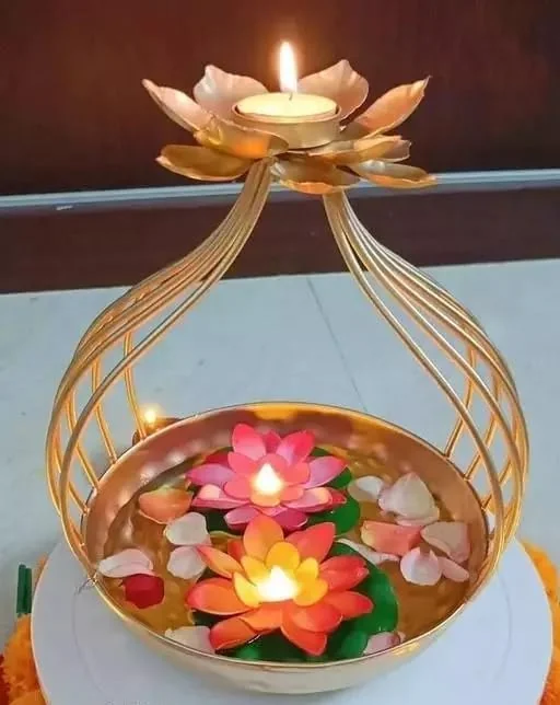 SPARKLINE CO. Handcrafted Diya Shape Flower Decorative Urli Bowl for Home Perfect for Floating Flowers and Tea Light Candles Ideal Home and Table Decor Diwali Decoration Items Potpourri Bowl - Best Price ₹122 at Amazon